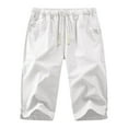 thumbnail image 4 of BKQCNKM Mens Shorts Men's Pants Men Baggy Wide Leg Pants Hanging Crotch Bloomers Calf Length Mid Rise Pockets Trousers Running Shorts For Men Z-White XL, 4 of 4