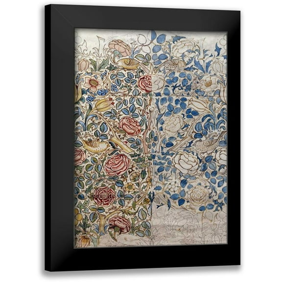 Morris, William 11x14 Black Modern Framed Museum Art Print Titled - Design For Chintz: Rose