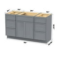 thumbnail image 4 of 54 in. W x 21 in. D x 32.5 in. H Freestanding Bathroom Vanity Cabinet without Top in Smoky Gray, 4 of 5
