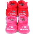 thumbnail image 2 of TeeHee Kids Fun and Cozy Baby Fleece Booties 2-Pack (0-6M, Red & Pink), 2 of 6
