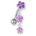 thumbnail image 2 of SGSS Curv BB w Upside Down Gem Charm 14G (1.6mm) 13/32 (11mm) Long Stainless Steel, 2 of 2