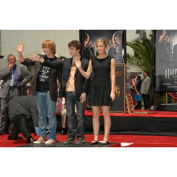 Rupert Grint Daniel Radcliffe Emma Watson At The Induction Ceremony For Harry Potter Foot-Print And Wand-Print