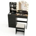 thumbnail image 2 of Costway Vanity Set with Mirror and Lights Dressing Table and Chair 4 Drawers 3 Open Shelves Black, 2 of 10