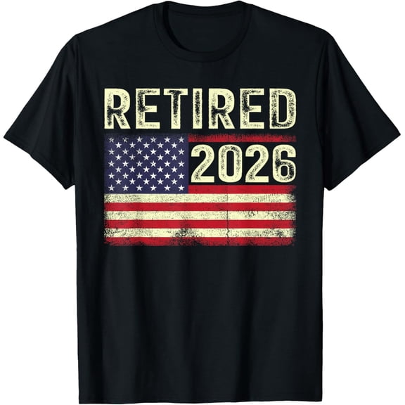 Velto Retired 2026 US Flag Patriotic For Retirement America Party T-Shirt All Size S-5XL