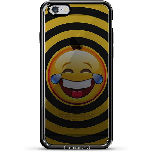 Luxendary LUX-I6CRMB-EMOJI1 Étui Série Chrome avec Design Emoji Rieur et Pleureur pour iPhone 6/6S - Noir Titane