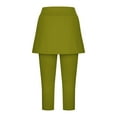 thumbnail image 5 of Horkkom Athletic Skirts Women Elastic Waist Capris Skirted Leggings Solid Color Stretch Yoga Pants Green XL, 5 of 6