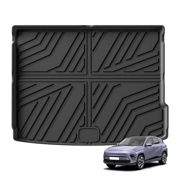 Car Rear Trunk Pad Cargo Liner Trunk Mat Compatible for Hyundai Kona Electric 2024 2025 TPE 3D All Weather Black