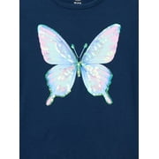 Wonder Nation Girls Embellished Graphic Tee with Short Sleeves, Sizes 4-18 & Plus