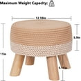 thumbnail image 3 of Vanity Stool Chair Hemp Rope Footstool Hand Weave Ottoman with Padded Seat,Small  Foot Rest with Wooden Legs for Bedroom,Small (Natural+Beige), 3 of 14