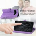thumbnail image 6 of Cowithday for Google Pixel 8 Pro Wallet Case for Men Women, Pixel 8 Pro 5G Cover, Embossed PU Leather Magnet Buckle Card Slots Zipper Pocket Lanyard Wrist Strap Handbag All-inclusive Case, Purple, 6 of 9