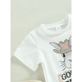 thumbnail image 5 of Arvbitana Baby Boys Easter Shorts Set Short Sleeve Cartoon Rabbit Print T-shirt + Elastic Waist Shorts Summer Casual Loose Outfit 2Pcs 0-3T, 5 of 8