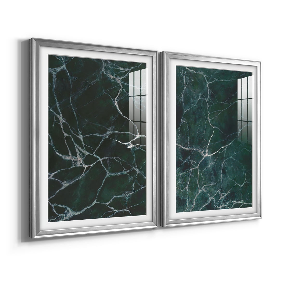 Wexford Home Jade Marble I Premium Framed Print, 22.5" x 30.5" - Ready to Hang, Silver (Set of 2)