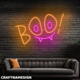 thumbnail image 2 of Craftnamesign Boo Neon Light Wall Art, Spooky Halloween Holiday LED Wall Sign, 2 of 5