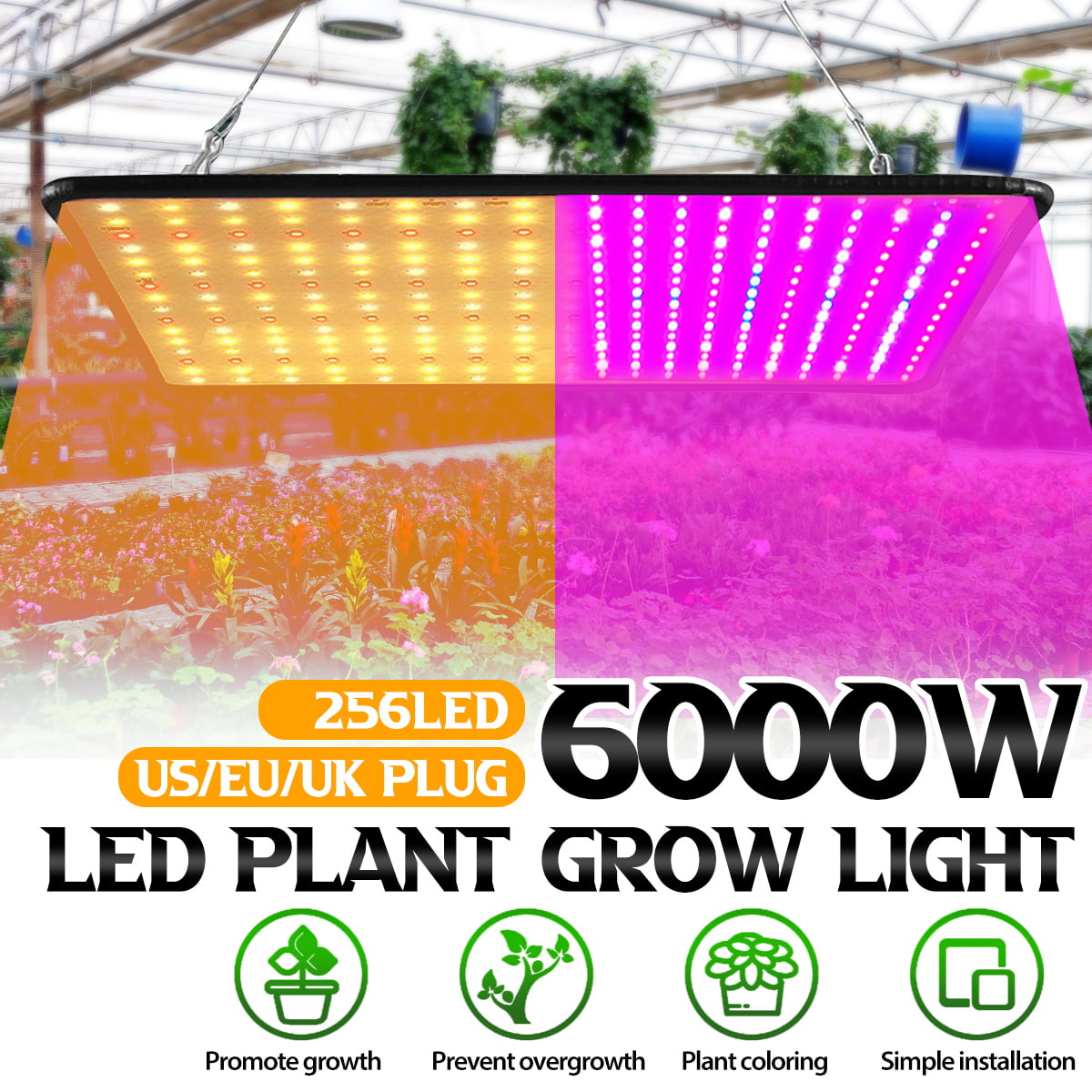 2ft 30W LED Grow Light T8 Tube Strip Bar Full Spectrum Hydroponic Plants+UK Plug 