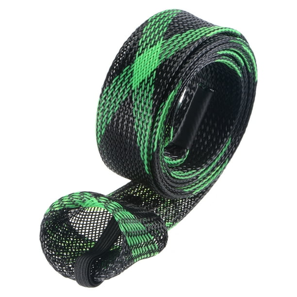 Uxcell 1.7m Black Green Fishing Rod Sleeve Rod Sock Cover Braided