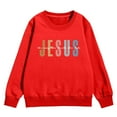 thumbnail image 4 of LUOGENLI Hoodies Girls Sweatshirts Size 7-8 Cropped Girl's Graphic Prints Sweatshirt Crewneck Long Sleeve Cute Drop Shoulder Pullover Tops Red 5-6 Years, 4 of 4