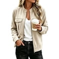 thumbnail image 2 of Women's Fall Coat Zip Up Long Sleeve Jacket Solid Color with Pocket Casual Outerwear, 2 of 7