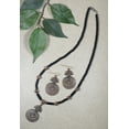 thumbnail image 4 of Round Patterned Copper Black Glass Beaded Necklace and Earring Set-20, 4 of 5