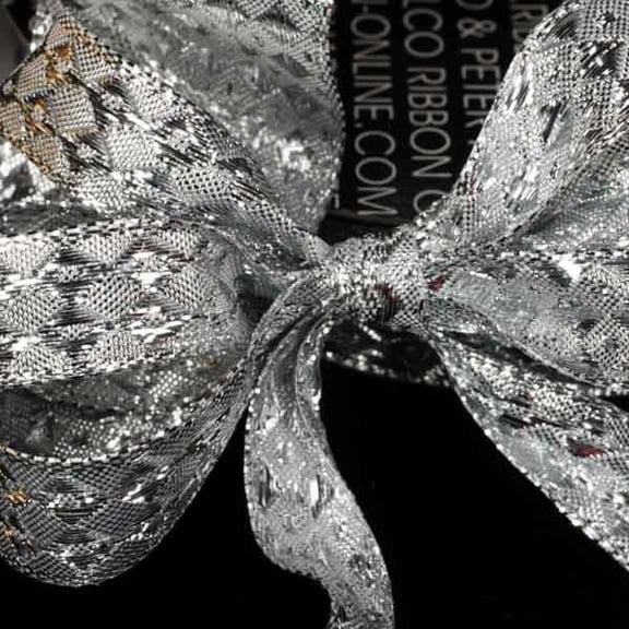 The Ribbon People Silver Diamond Lame Woven Wired Craft Ribbon 0.5" x 108 Yards
