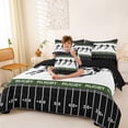 thumbnail image 3 of Castle Fairy Rugby Print Queen Bedding 7pcs, Sport Football Bedding Comforter Set Queen, Black White Green,Black Reversible, 3 of 7