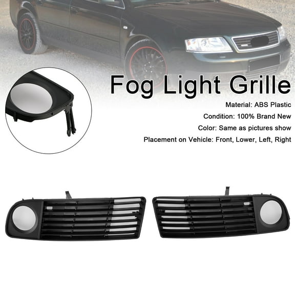 2PCS Front Lower Bumper Fog Light Cover Grille Fit for Audi A6 C5 1998-2001