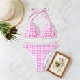 thumbnail image 3 of JoveMarine Women's Plaid Floral Bikini Set Two Piece Swimsuit Sexy Print Beach Bathing Suit Summer Vacation Bathing Suit For Womens Swimsuits Pink L, 3 of 6
