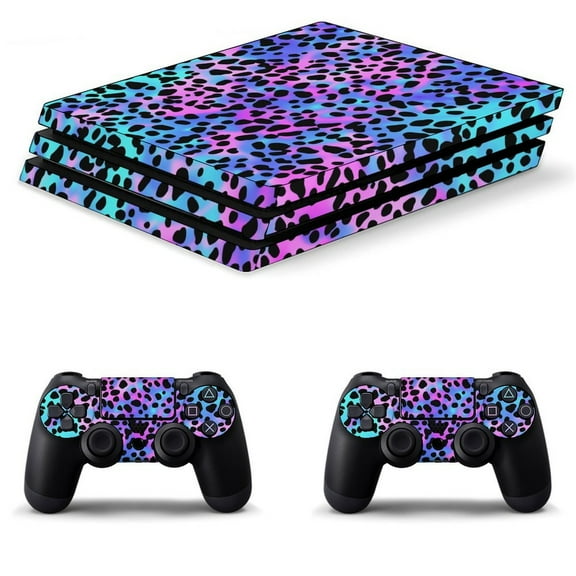 Decal Skin for PS4 Slim / PS4 Pro / PS4, Whole Body Vinyl Sticker Cover for Playstation 4 Console and Controller (Leopard Colorful)