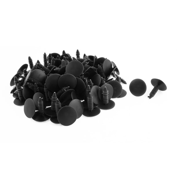 100Pcs 7mm Grapa Negro de Plástico Paragolpes Coche Remache Tornillo