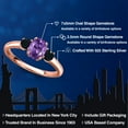thumbnail image 2 of Gem Stone King 18K Rose Gold Plated Silver Purple Amethyst and Black Onyx Engagement Ring for Women | 1.01 Cttw | Oval 7X5MM | Gemstone February Birthstone | Size 7, 2 of 6