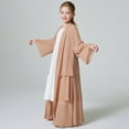 thumbnail image 3 of Xiaowennn Kids Chiffon Abaya For Girls Open Front Cardigan Dress Robe Dress Size 5, 3 of 8