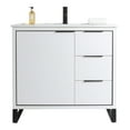 thumbnail image 2 of Fine Fixtures Opulence Collection 36 in. W x 18 in. D x 33 in. H Bathroom Vanity in White Matte with White Ceramic Sink - Black hardware, 2 of 8