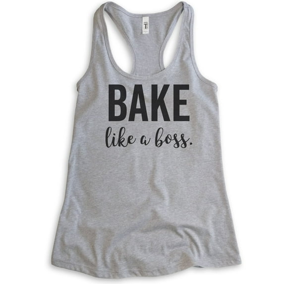 Bake Like A Boss Tank Top, Ladies Racerback Tank Top, Girl Boss Tank, Baking Tank, Heather Gray, Small