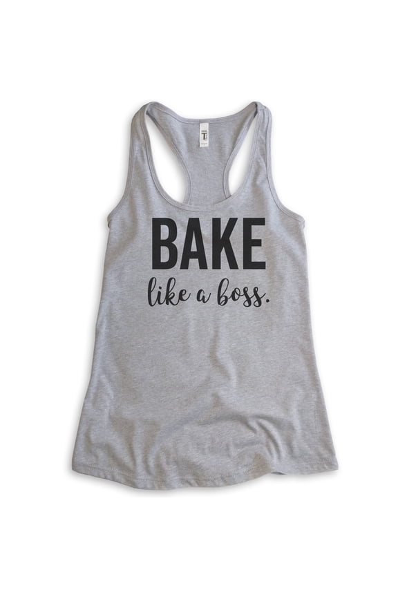 Bake Like A Boss Tank Top, Ladies Racerback Tank Top, Girl Boss Tank, Baking Tank, Heather Gray, Small