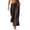 Brown, variant on Womens Ruffle Cuff Jogger Ankle Pants Loose Casual Fit Deep Side Pockets Adjustable Drawstring Elastic Waist Soft Flow Fabric Solid Color Cropped Full Length Trousers