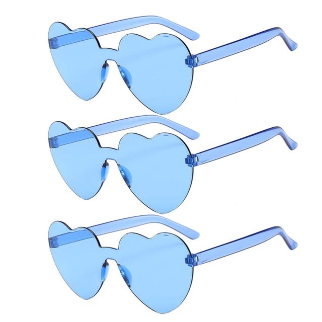 3 uds gafas de sol con forma de corazón de amor rojo gafas de sol sin montura para Mardi Gras gafas de sol de playa de fiesta de verano oso de fresa Hogar