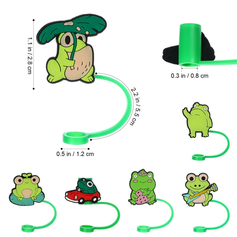 1PCS PVC straw cover cute frog cartoon straw topper fun animal shape Plugs  Tips Cover Reusable