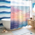 thumbnail image 5 of No Hook Shower Curtain with Built-in Rings - Coastal Washable Waterproof Fabric Bathroom Curtains for Hotel,Rentals, 60 X 72 Inch Long , Ocean Sunset Seagull Blue Pink Orange, 5 of 9