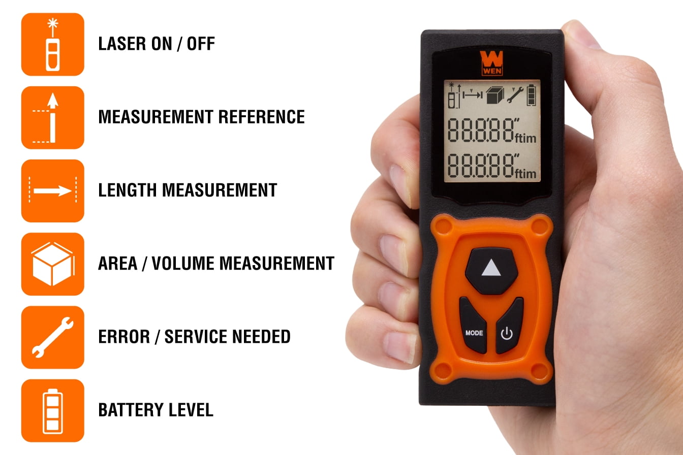 WEN 130-Feet Laser Distance Measure with Backlit Screen