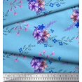 thumbnail image 3 of Soimoi Blue Viscose Chiffon Fabric Leaves & Periwinkle Floral Print Fabric by Yard 42 Inch Wide, 3 of 3