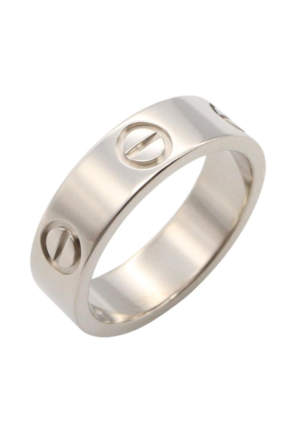 Pre-Owned Cartier Love Ring, 18K White Gold, for Men and Women, Silver