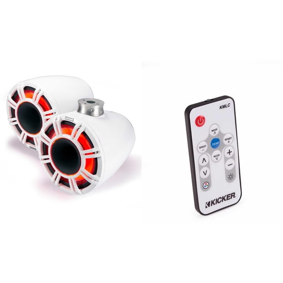 Kicker 47KMFC11W 11" White Horn-Loaded Tower Speakers with Flat-Mount Tower Adapters ( Includes LED Remote )