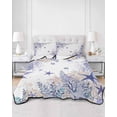 thumbnail image 2 of Quilts King Size Bedding Set, Purple Coastal Lightweight Quilted Comforter, Summer Beach Nautical Coral Starfish Soft Reversible Bedspread Coverlet with Pillow Covers for All Season, 96" x 106", 2 of 7