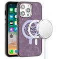 thumbnail image 2 of For Samsung Galaxy S23 5G PU Vegan Leather Chrome Edged Hybrid Hard PC TPU Rubber Compatible with MagSafe Cover ,Xpm Phone Case [ Purple ], 2 of 4