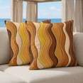 thumbnail image 5 of 16x16 Pillow Covers Set of 2, Burnt Orange Ombre Square Throw Pillow Covers for Couch/Sofa/Living Room, Abstract Art Moire Ocean Waves Decorative Soft Pillowcases for Couch Throw Pillows, 5 of 9