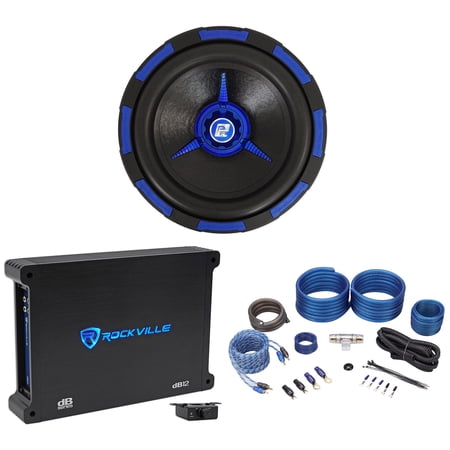 Power Acoustik MOFOS-12D4 12" 2500 Watt Car Subwoofer+Mono Amplifier+Amp Kit