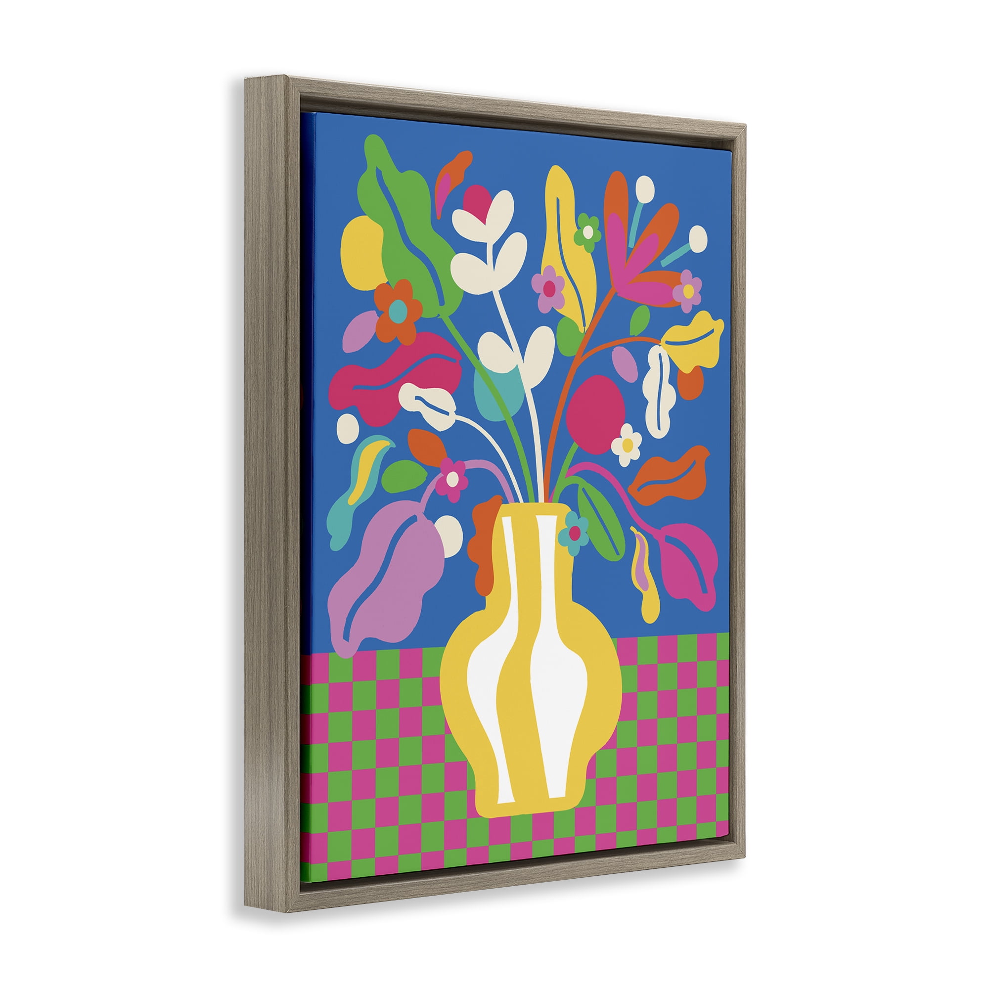 Stupell Industries Vivid Bloom Bouquet Plants & Flowers Painting Brown Floater Framed Canvas Art Print Wall Art, 25 x 31