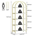 thumbnail image 2 of Yesfashion Bookshelf 5 Tier Bookcase Arched Display Racks Tall Standing Bookshelves Mental Frame Modern Storage Rack Shelf Large Wood Book Shelf for Bedroom, Living Room, Home Office, White/Gold, 2 of 8