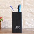 thumbnail image 3 of Mosey Pencil Holder Large Capacity Smooth Edge High-Durability Simplicity Wide Application Battery Powered Wood Wooden Pen Holder LED Digital Clock Birthday Gift, 3 of 7