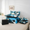 thumbnail image 4 of Erosebridal Modern Fashion Bedding Sets Queen Size, Watercolor Artwork Comforter Sets with Sheets, Cyan Reversible Bed Sheets Set, Ultra Soft Room Decorative, 7 Pieces, 4 of 6