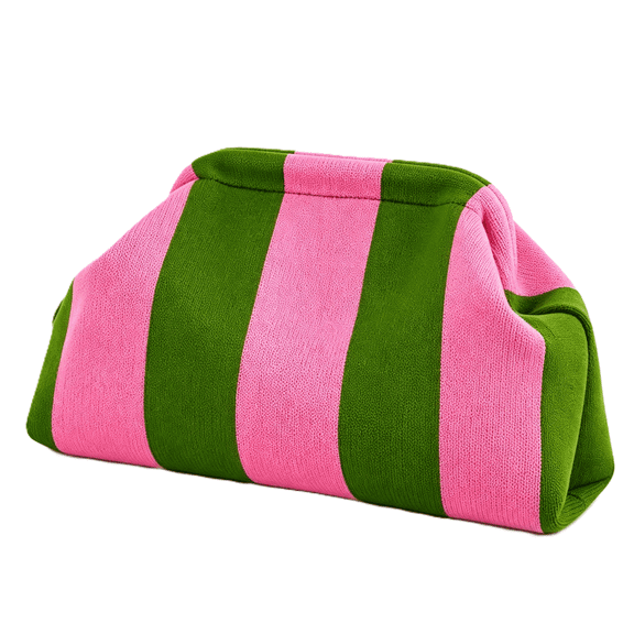 Striped Diamond Cloud Handbag for Women, 1 Pack Soft Knitted Crossbody Purse, Lightweight Clip Top Shoulder Clutch Bag for Everyday Style Travel(RL)